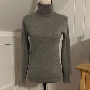 J. Crew Gray 100% Merino Wool Turtleneck Sweater